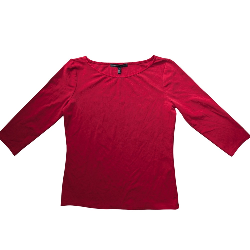 White House Black Market Fitted Top Women's Medium Romantic Cozy‎ 3/4 Sleeve